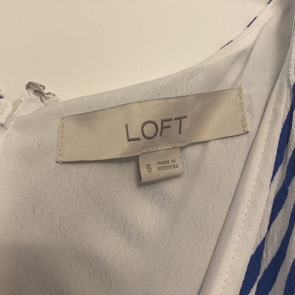 LOFT Black and White Striped Midi Dress - Picture 4 of 5